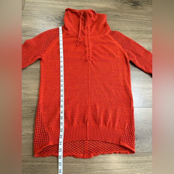 Prana Cedar Lightweight Cowl Neck Sweater In Fiery Red Orange Size Medium - Picture 12 of 12